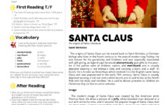 Who Is Santa Claus? Christmas Esl Reading Comprehension Worksheet inside Reading Comprehension Worksheet B2