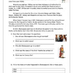 William Shakespeare In Shakespeare Comprehension Worksheets