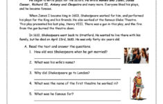 William Shakespeare in Shakespeare Comprehension Worksheets