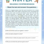Winter Reading Comprehension English Worksheet For Class 5 Regarding Winter Reading Comprehension Worksheet