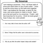 Winter Reading Comprehension Passages With Questions For Grade 2 Inside Winter Reading Comprehension Worksheet
