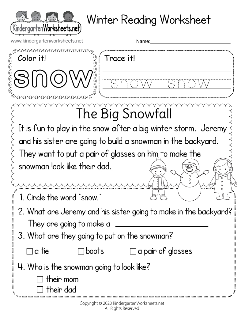 Winter Reading Worksheet - Free Printable, Digital, &amp;amp; Pdf pertaining to Free Winter Reading Comprehension Worksheets