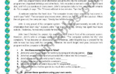 Worksheet For 7Th Grades Containing A Reading Comprehension with Present Perfect Simple Reading Comprehension Worksheets Primary 6