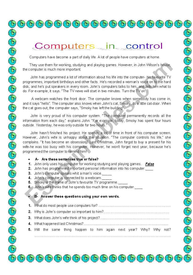Worksheet For 7Th Grades Containing A Reading Comprehension with Present Perfect Simple Reading Comprehension Worksheets Primary 6